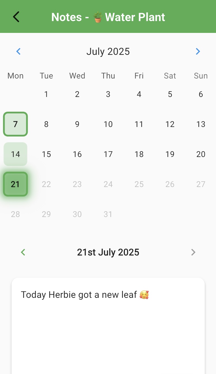 Notes and reflection calendar interface